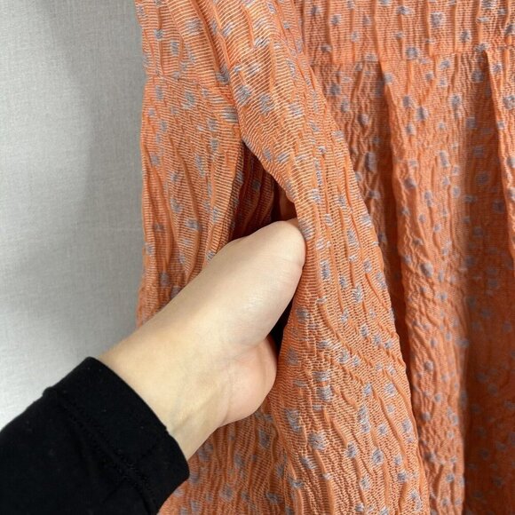 Lagi Nadeau Womens Dress 2 Orange Polka Dot Jacquard Textured Pleated USA Made - Picture 3 of 12